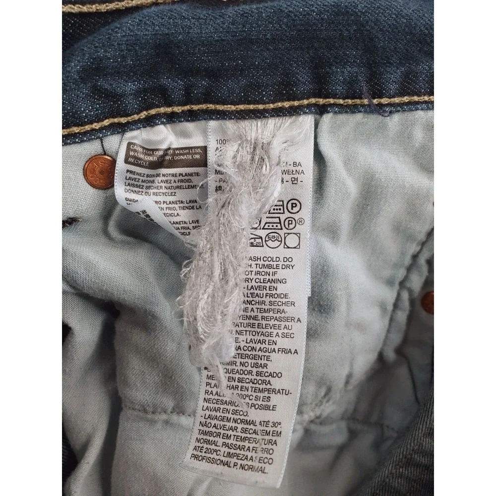 Levis 501 Jeans Mens 44x32 Blue Original Straight Button Fly Dark Wash Work Pant